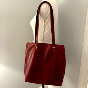 FOXY FIX Urban Chic Shiny Red Leather Tote Bag